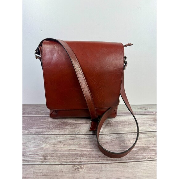 Vera Pelle Italian Genuine Leather Messenger Bag Crossbody Brown Made in Italy - Picture 10 of 17